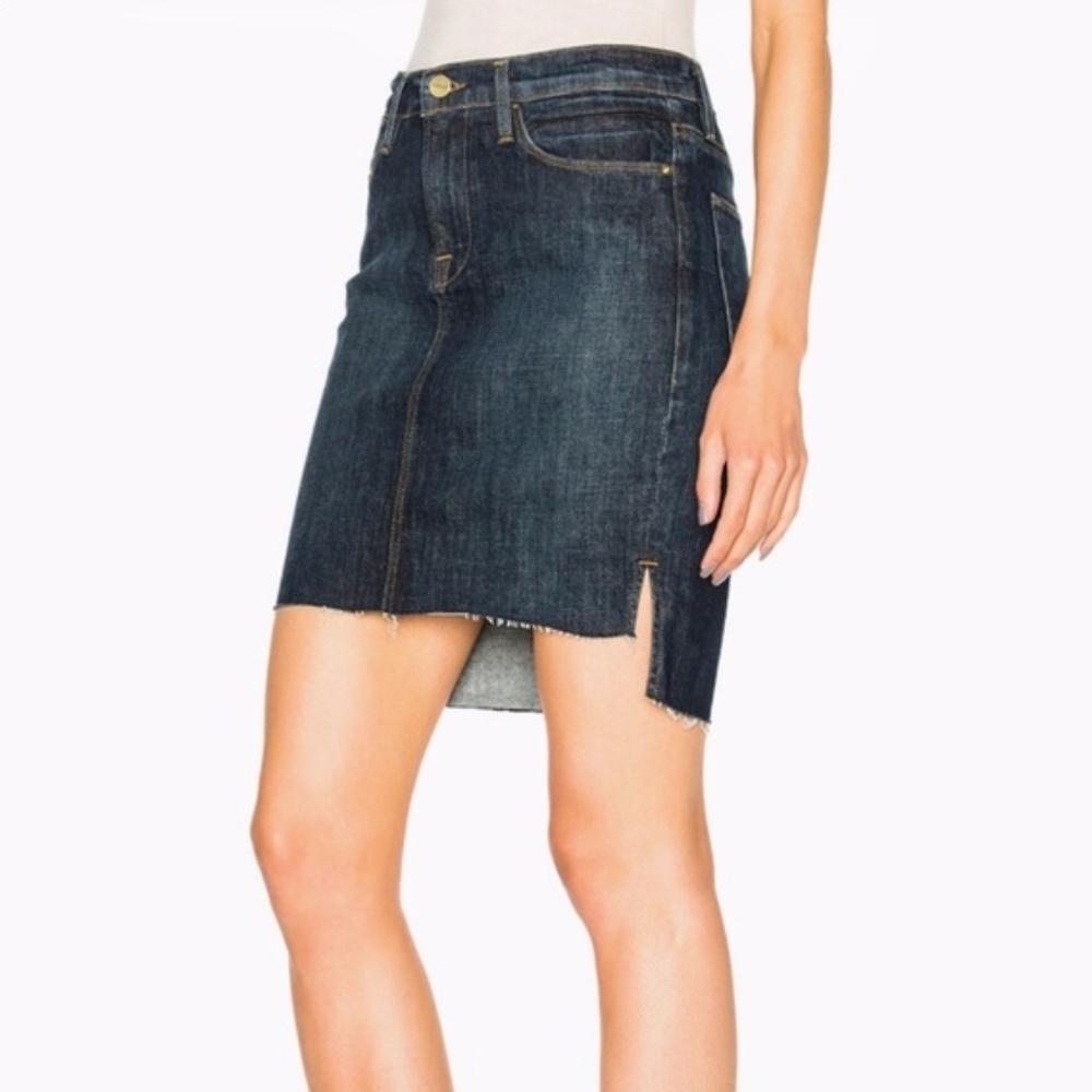 FRAME Denim Le Staggered Mini Hi Lo Denim Skirt 26